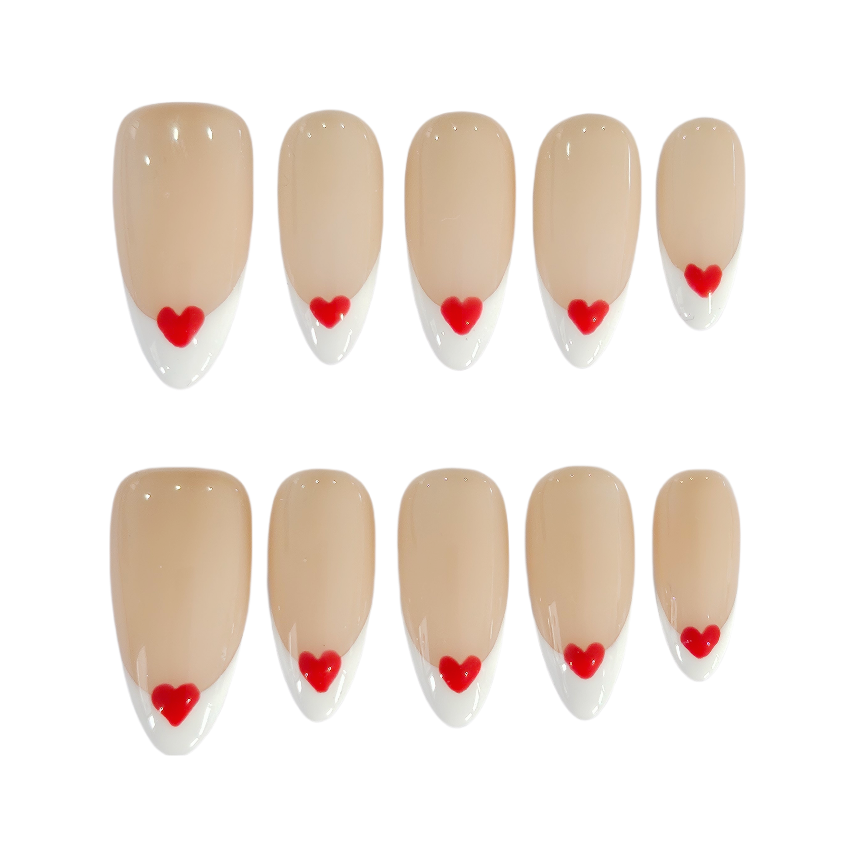 French Tips with Love Hearts