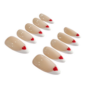 French Tips with Love Hearts